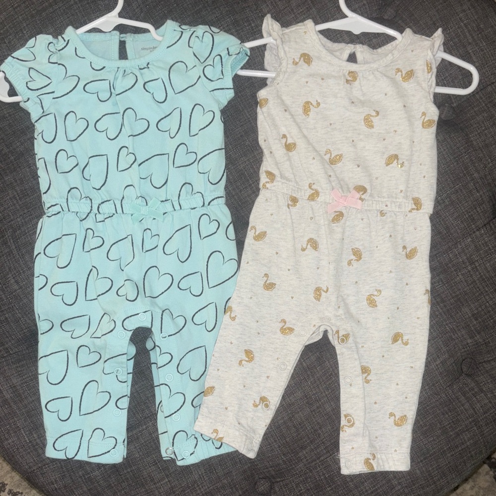 3-6mo • Carter’s • Heart + Swan Rompers